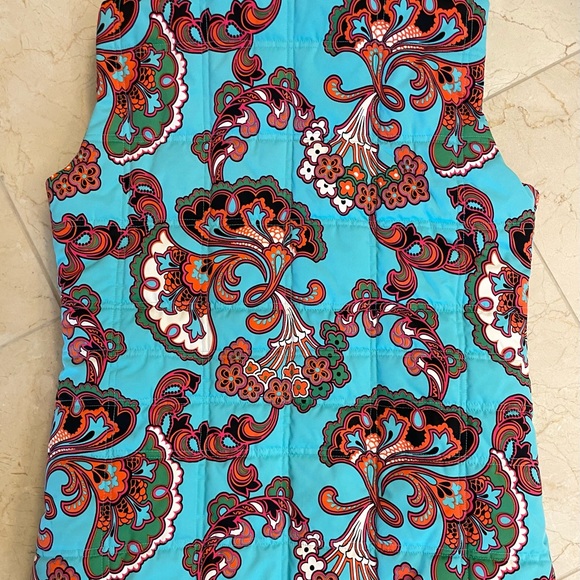Marker Turquoise Red Floral Pattern Puffer Vest Size 8 - Picture 4 of 14